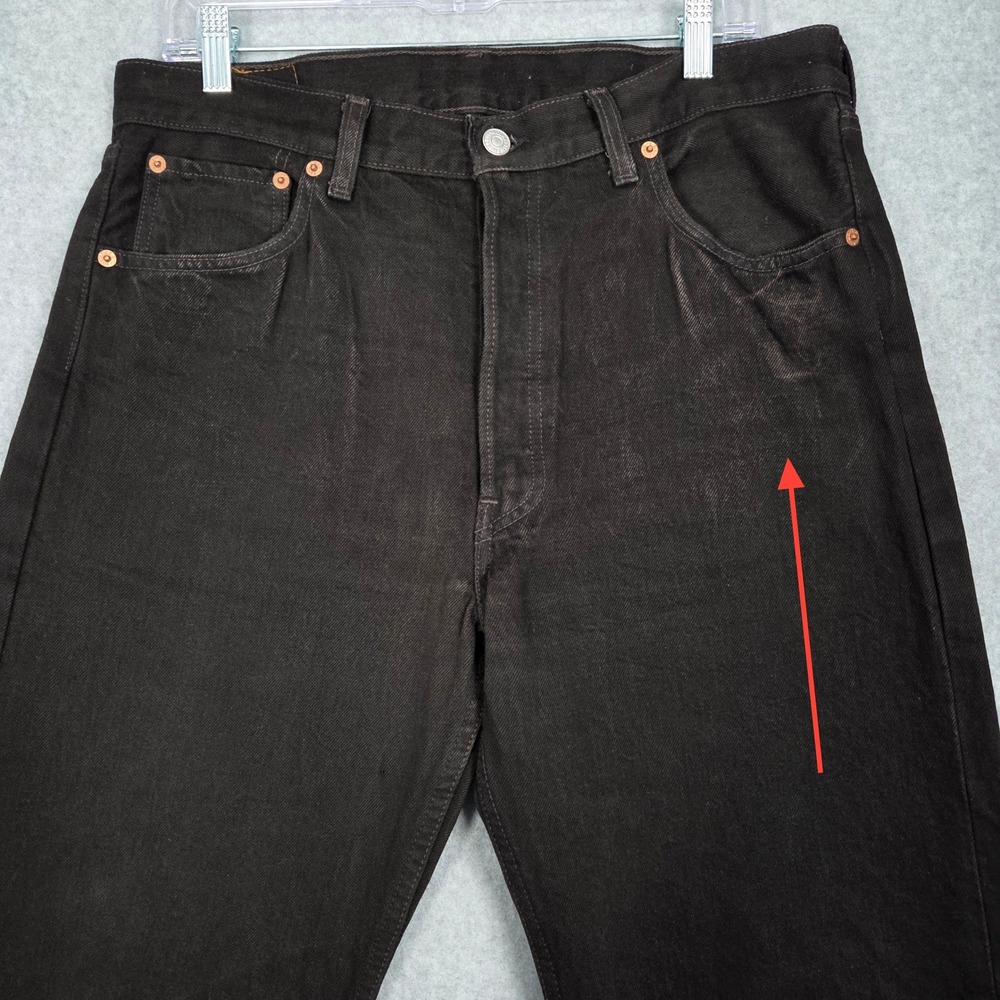 1996 Vintage USA Levi's Men 35" x 34" 501 Original Fit Button Fly Jeans Black - Picture 7 of 7